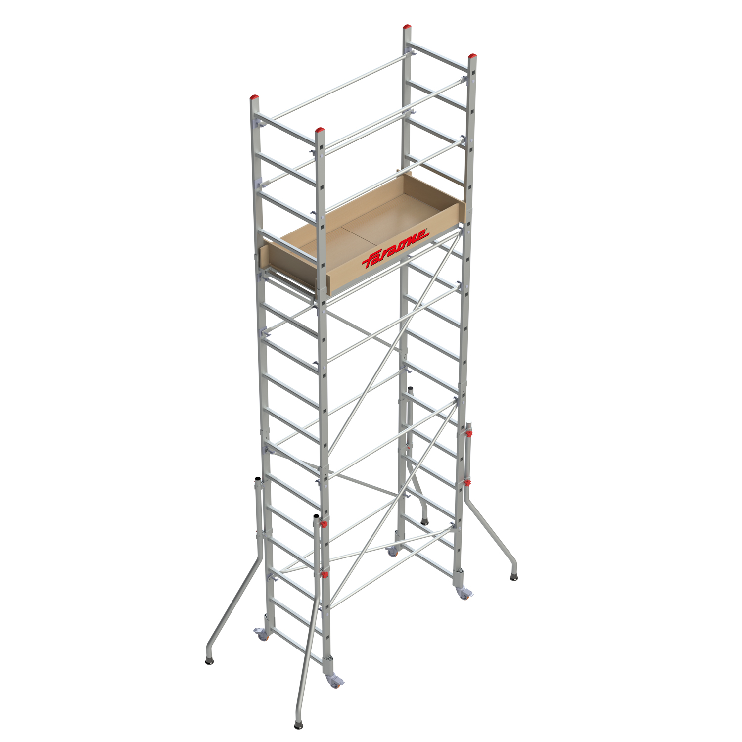 RAPIDO 140 | Andamio de aluminio con ruedas y plataforma de 140x60 cm. Altura de trabajo H380CM