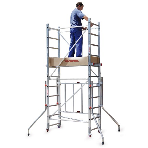RAPIDO 140 | Andamio de aluminio con ruedas y plataforma de 140x60 cm. Altura de trabajo H150CM