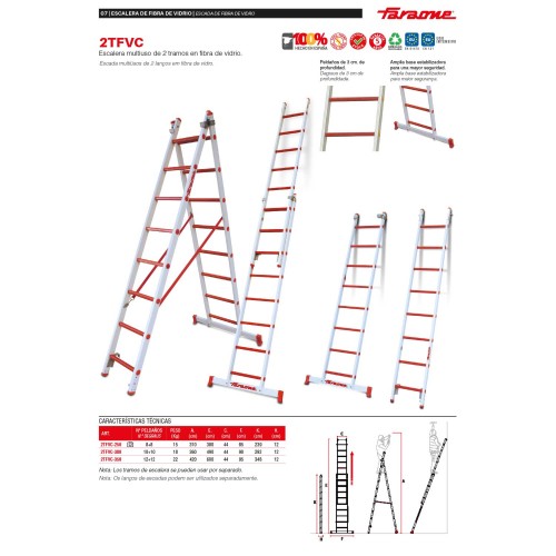 2TFVC | Escalera multiuso de 2 tramos de fibra de vidrio