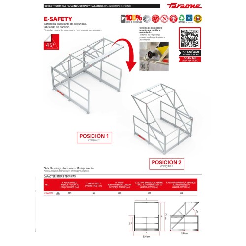 E-SAFETY | Barandilla basculante de seguridad en aluminio