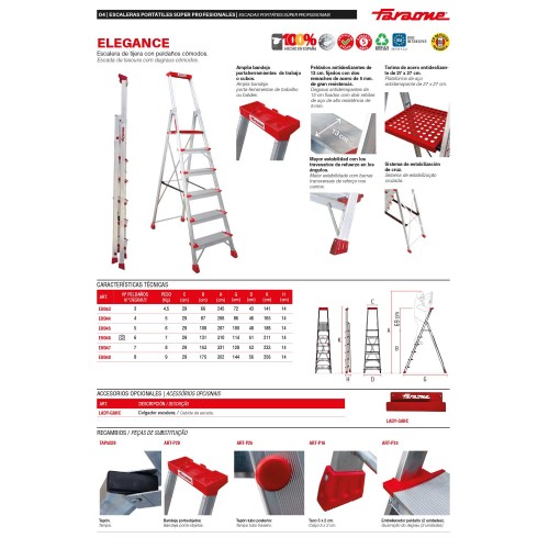 ELEGANCE | Escalera de tijera con peldaños cómodos