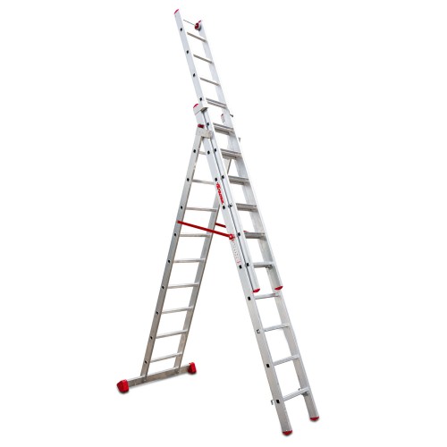 EN1500 | Escalera multiuso de 3 tramos con peldaños cómodos Peldaños 9+10+10
