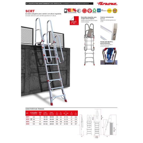 SCRT | Escalera plegable para camión con altura regulable.