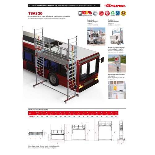 TSA320 | Andamio especial para talleres de camiones y autobuses