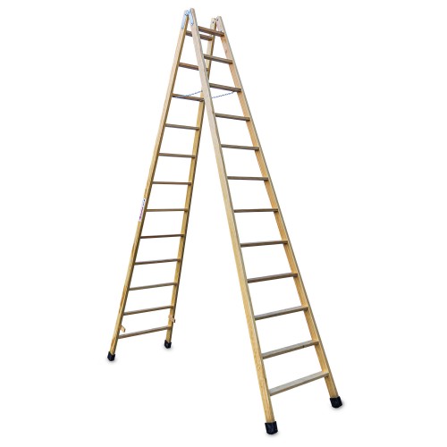 LDB | Escalera doble subida de madera Peldaños 12+12