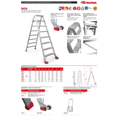 NDS | Escalera de tijera de doble subida