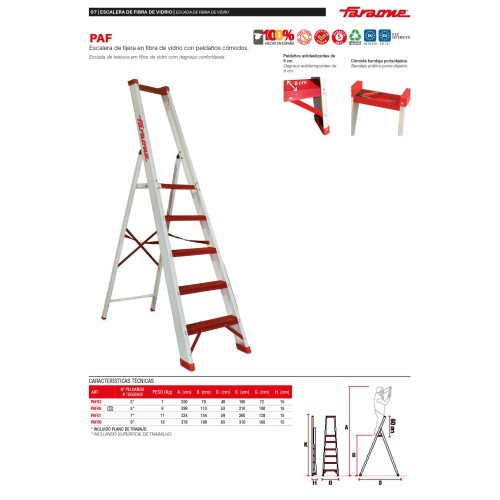 PAF | Escalera de tijera en fibra de vidrio con peldaños cómodos