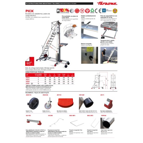 PICK | Escalera con plataforma y plano de carga eléctrico
