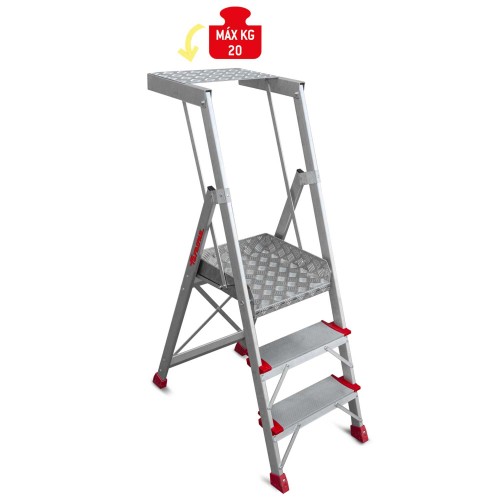 PL-PICK | Escalera plegable con amplia plataforma de trabajo y bandeja superior