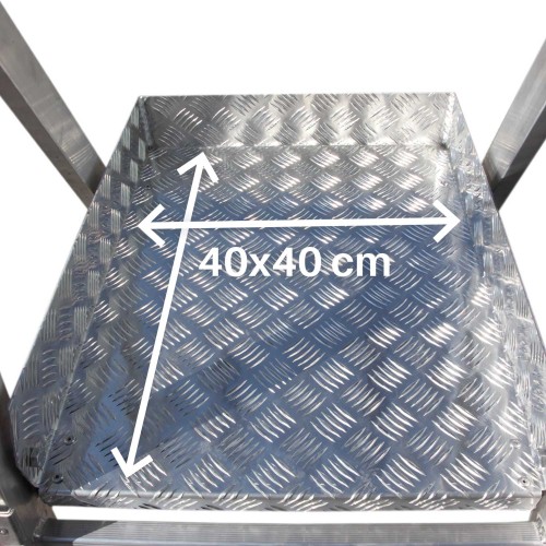 PL-PICK | Escalera plegable con amplia plataforma de trabajo y bandeja superior
