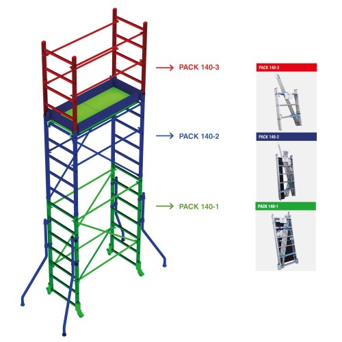 RAPIDO 140 | Andamio de aluminio con ruedas y plataforma de 140x60 cm.