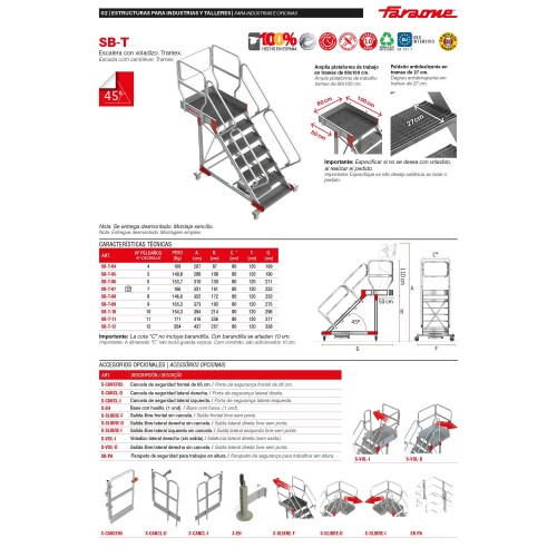 SB-T | Escalera con plataforma y cuatro ruedas | TRAMEX