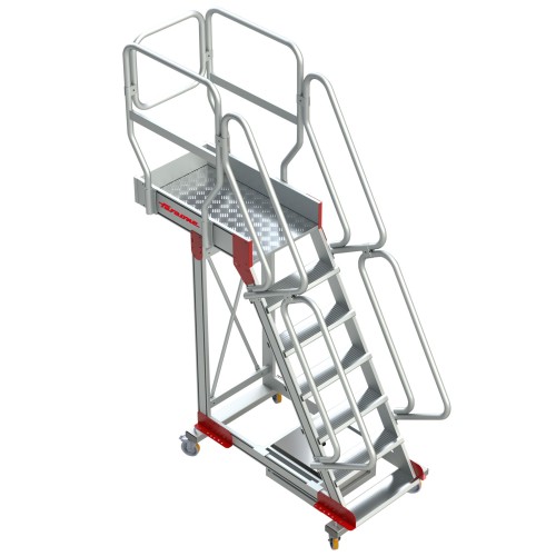 SB60 | Escalera de aluminio con plataforma y vuelo| Inclinación de 60º