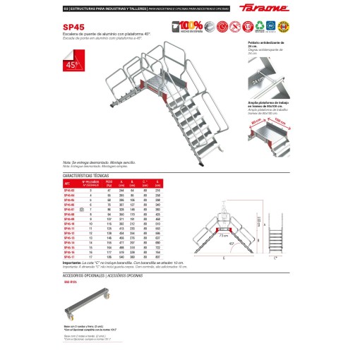 SP45 | Escalera puente con plataforma | Inclinación 45º