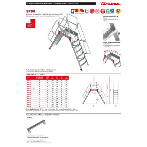 SP60 | Escalera puente de aluminio con plataforma | Inclinación 60º