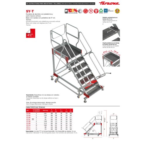 SY-T | Escalera con plataforma y cuatro ruedas | TRAMEX