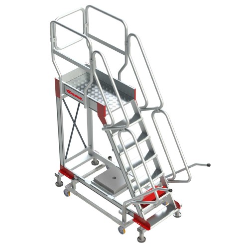 SY60 | Escalera de aluminio con plataforma y cuatro ruedas | Inclinación de 60º