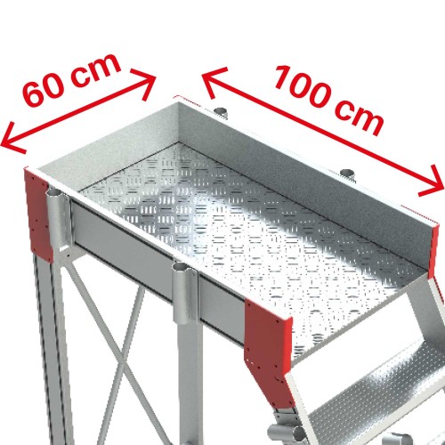 SY60 | Escalera de aluminio con plataforma y cuatro ruedas | Inclinación de 60º