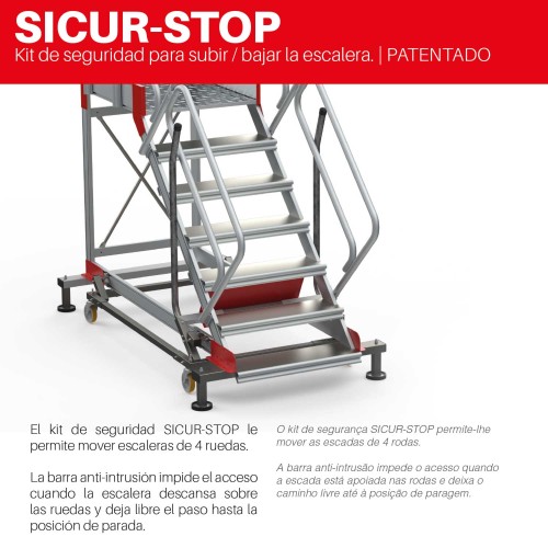 SY60 | Escalera de aluminio con plataforma y cuatro ruedas | Inclinación de 60º