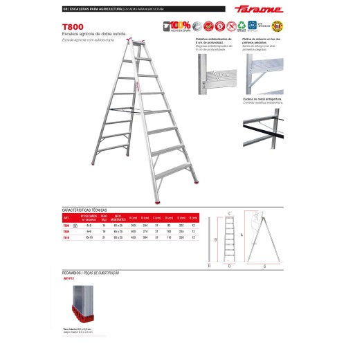 T800 | Escalera agrícola de doble subida