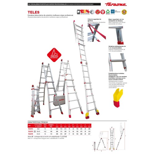 TELES | Escalera telescópica de aluminio multiusos súper profesional