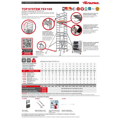 TOP SYSTEM 75x105 | Nuevo Andamio individual de 75x105 | Montaje en seguridad