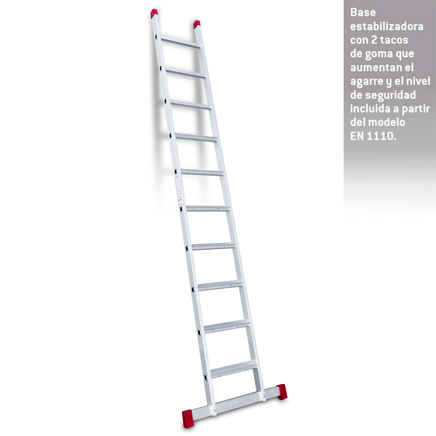 EN1100 | Escalera de apoyo con peldaños anchos Longitud de la escalera 307 cm.