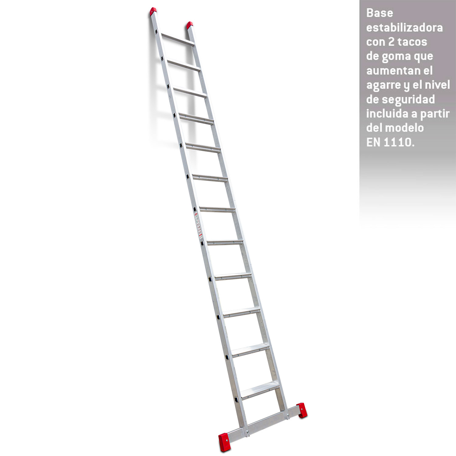 EN1100 | Escalera de apoyo con peldaños anchos Longitud de la escalera 363 cm.