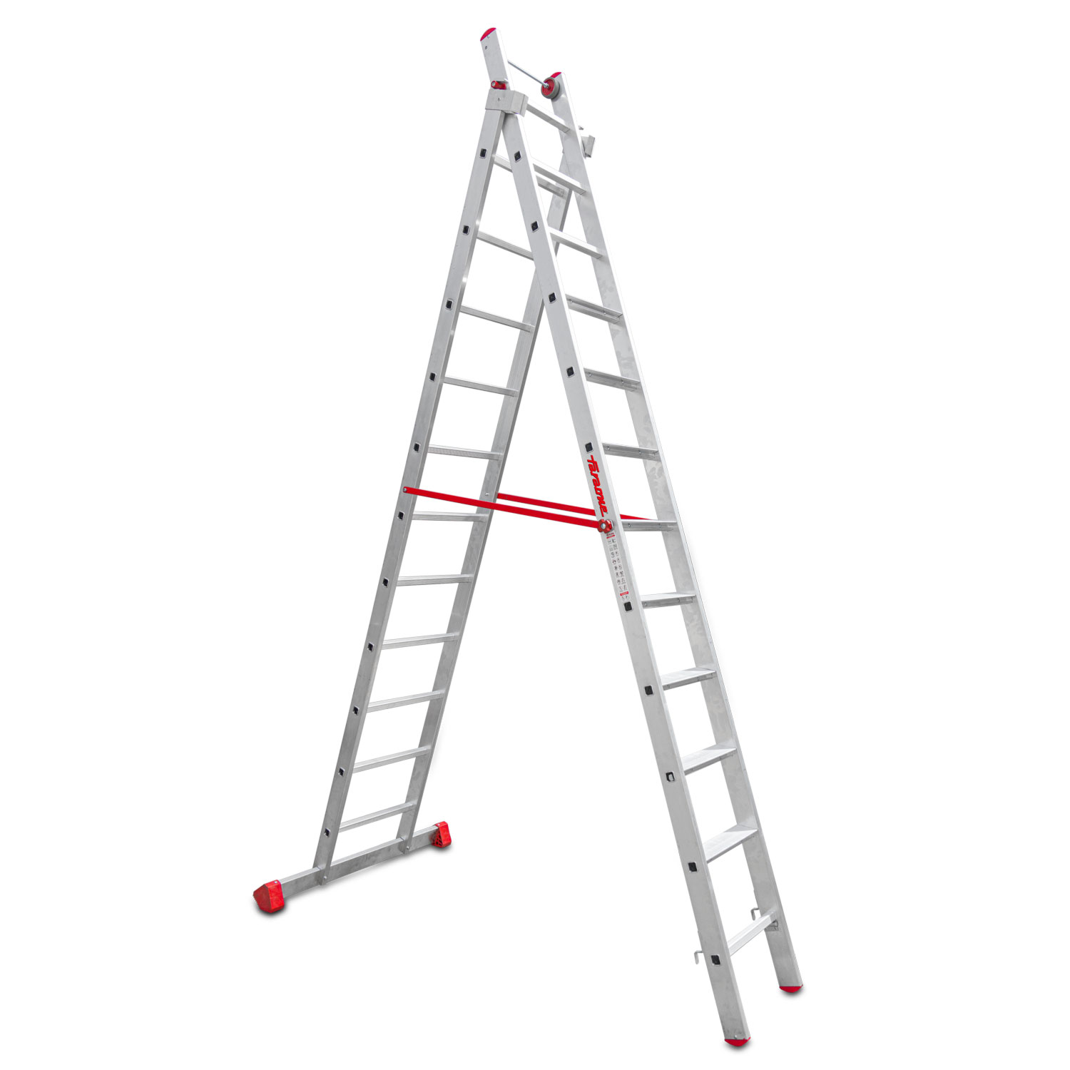 EN1400 | Escalera multiuso de 2 tramos con peldaños cómodos Peldaños 11+12