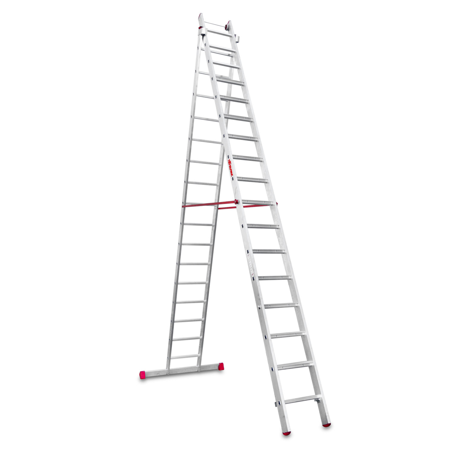 EN1400 | Escalera multiuso de 2 tramos con peldaños cómodos Peldaños 16+17