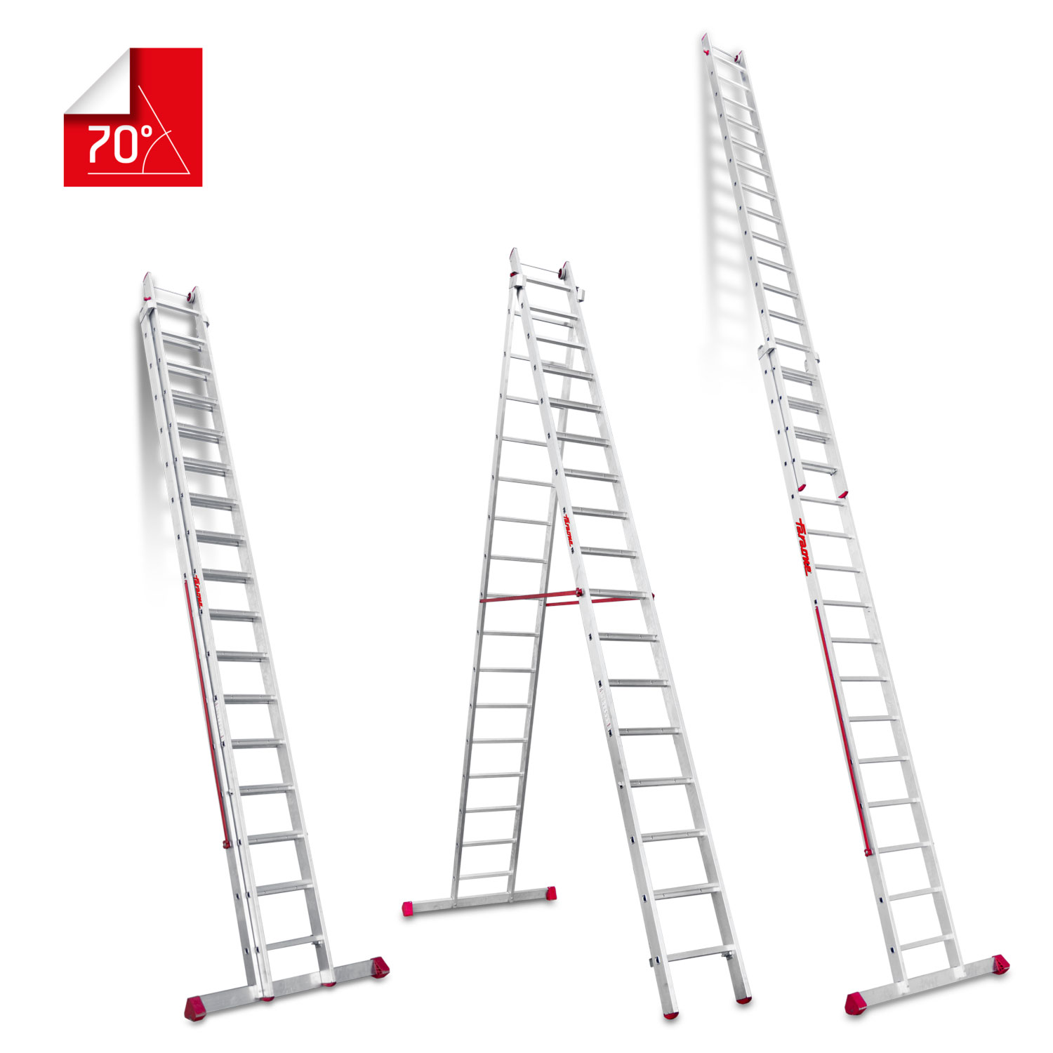 EN1400 | Escalera multiuso de 2 tramos con peldaños cómodos Peldaños 16+17