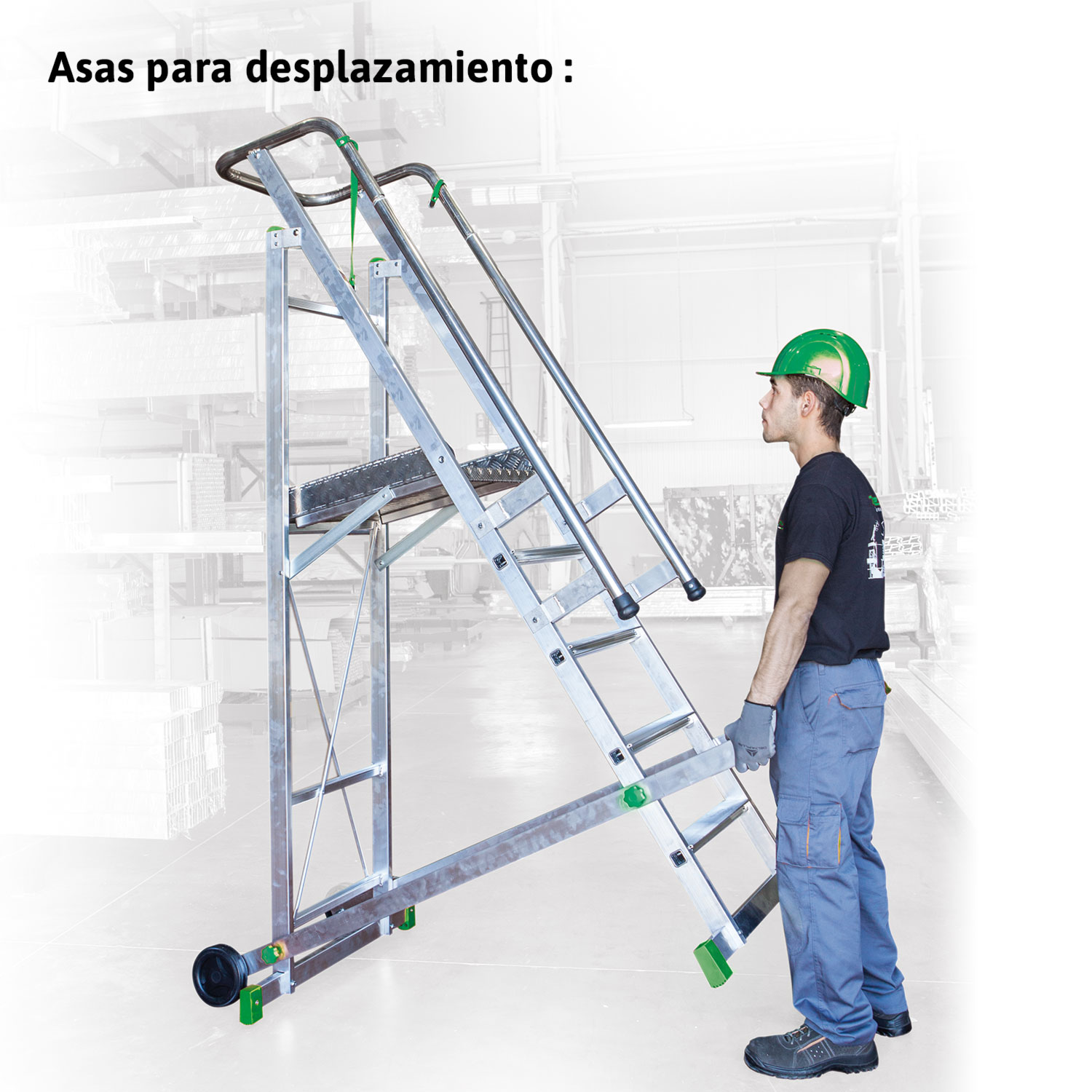 ES-SM | Escalera de almacén con plataforma y ruedas