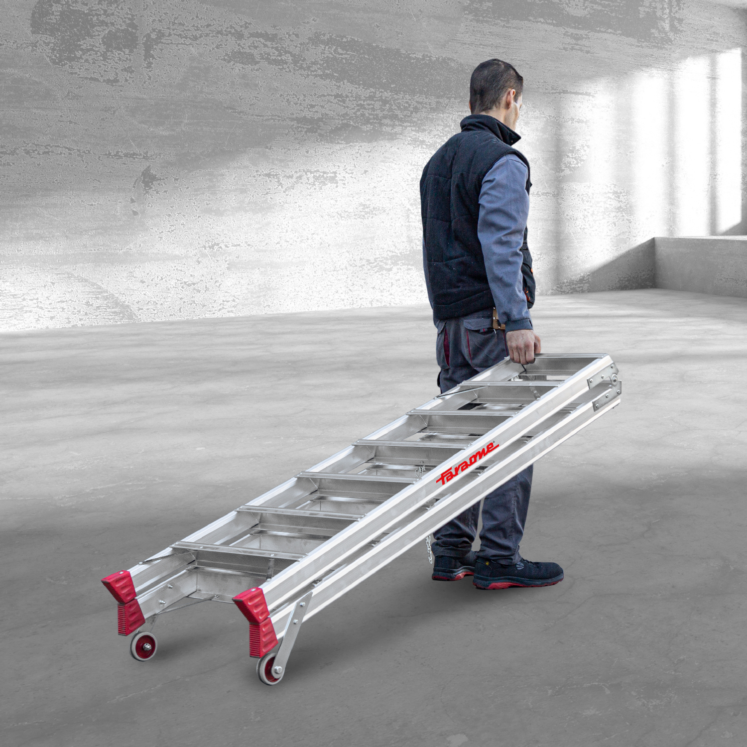 NDS | Escalera de tijera de doble subida Peldaños 7+7