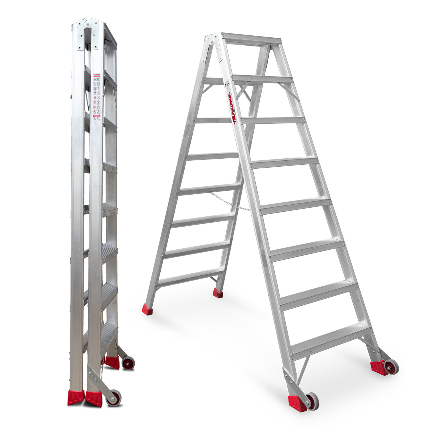 NDS | Escalera de tijera de doble subida Peldaños 8+8