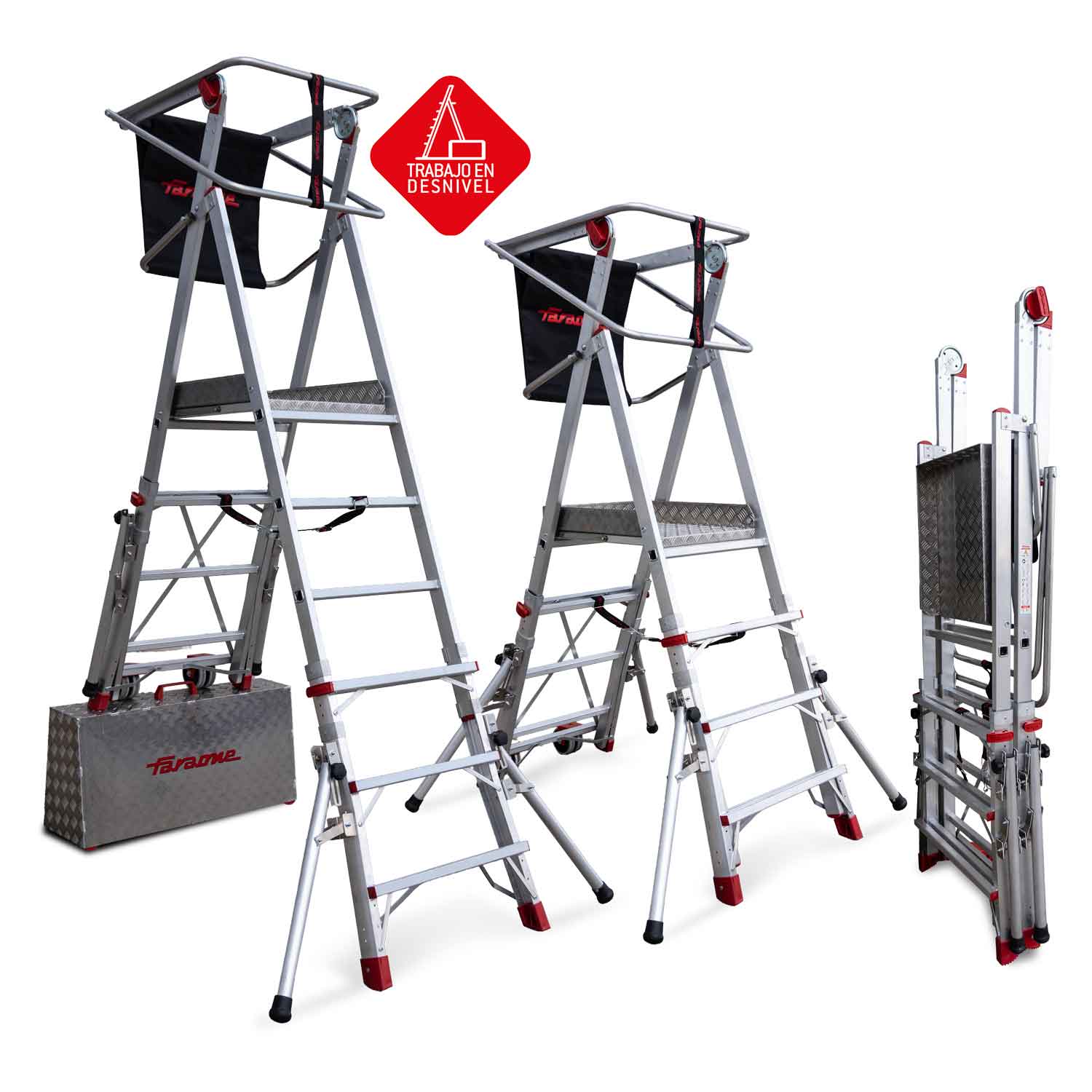 PLS | Escalera con amplia plataforma y altura regulable