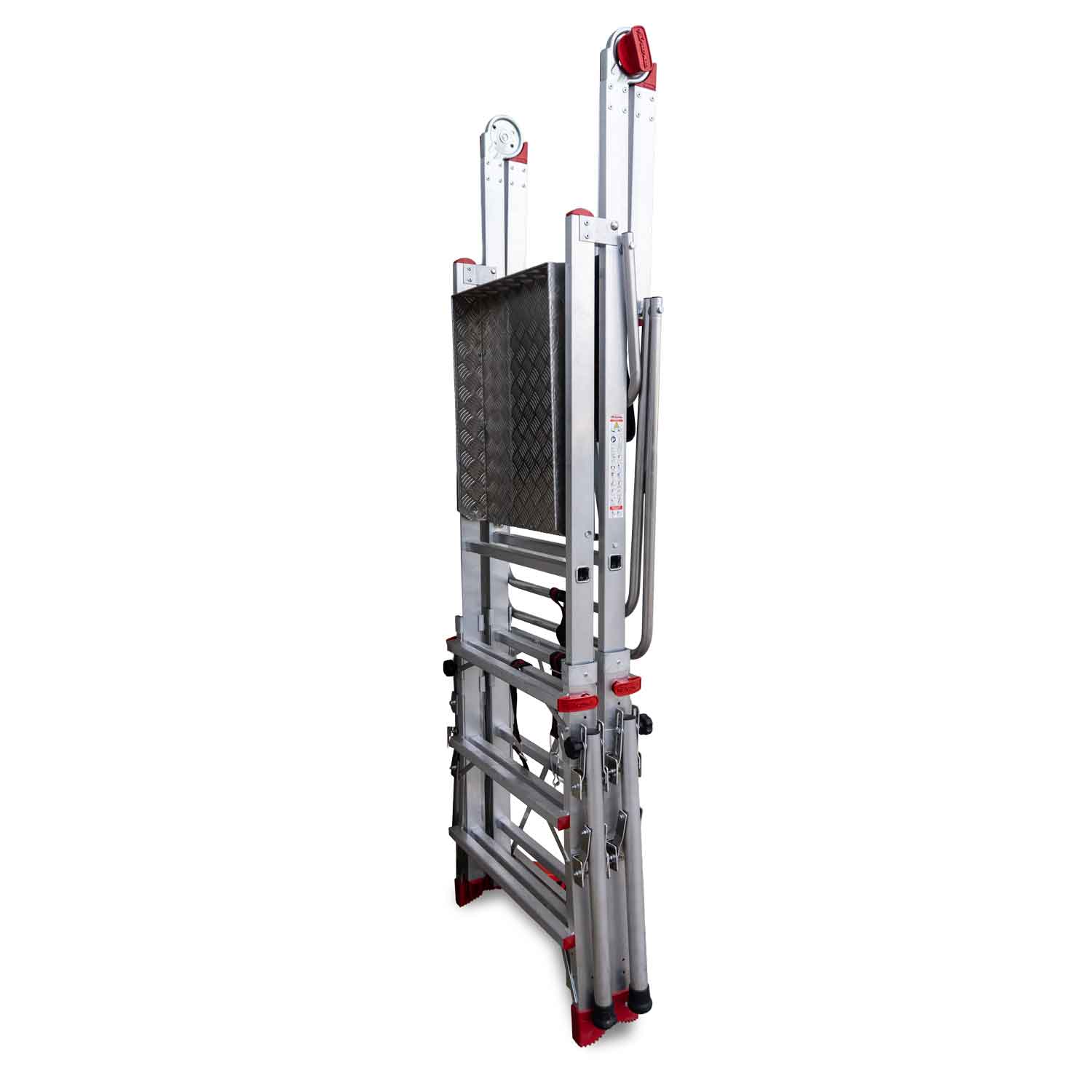 PLS | Escalera con amplia plataforma, estabilizadores de serie y 4 peldaños.