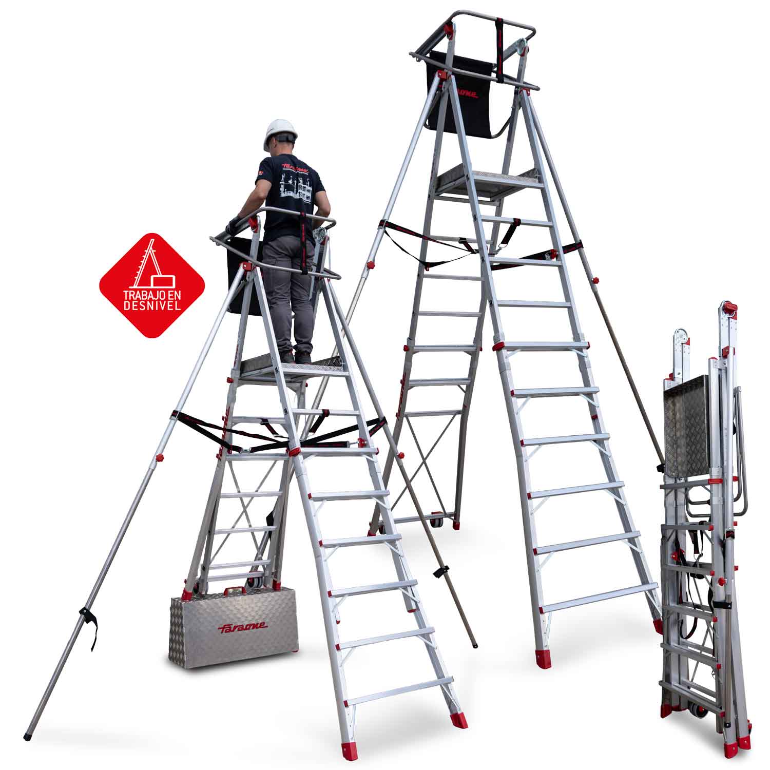 PLS | Escalera con amplia plataforma y altura regulable