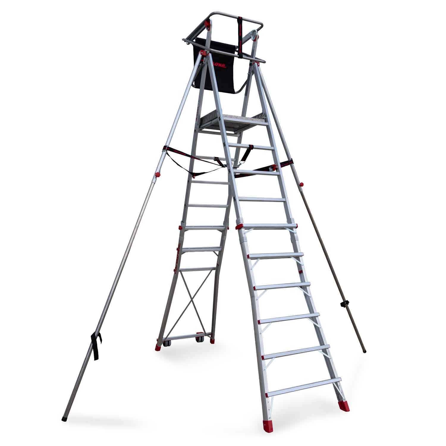 PLS | Escalera con amplia plataforma, , estabilizadores de serie y 6 peldaños. .