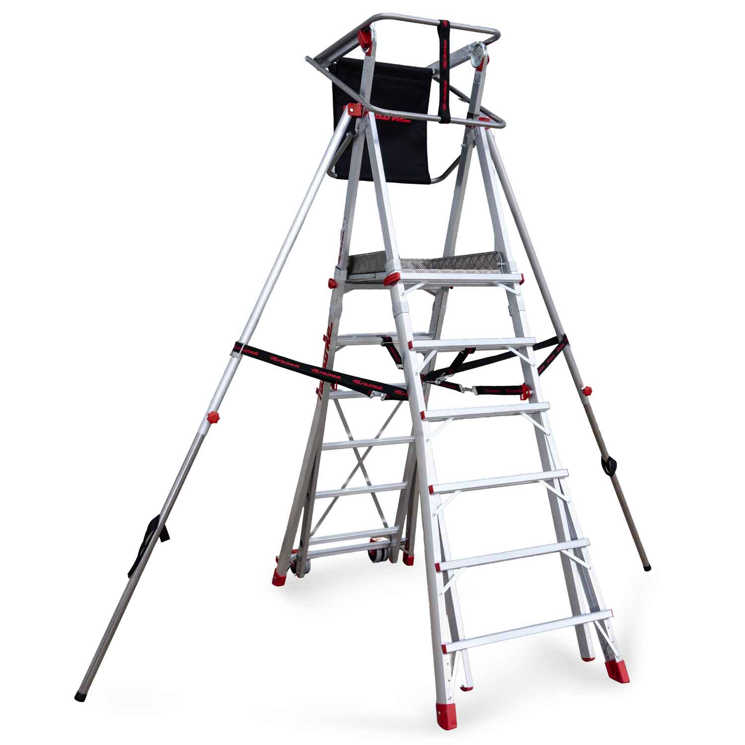 PLS | Escalera con amplia plataforma, , estabilizadores de serie y 6 peldaños. .