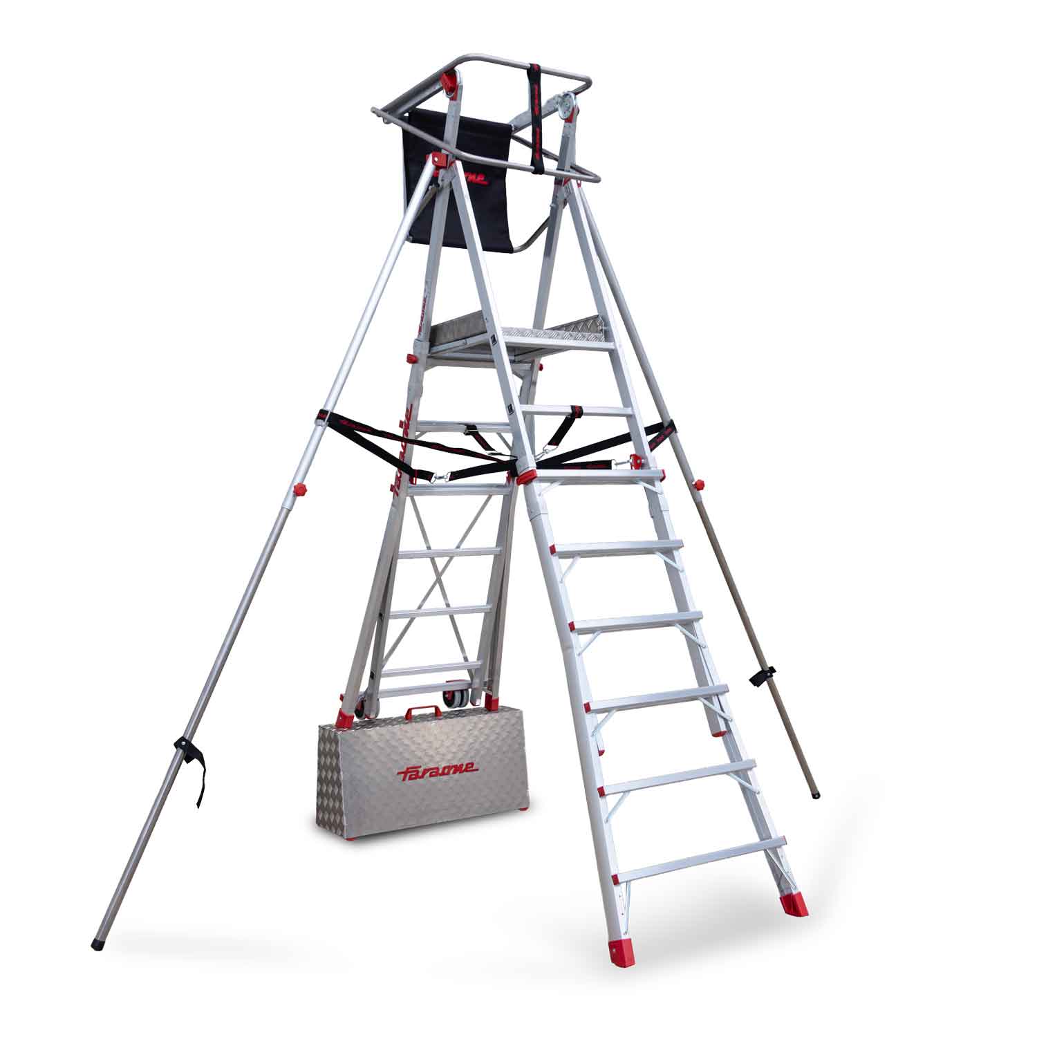 PLS | Escalera con amplia plataforma, , estabilizadores de serie y 6 peldaños. .