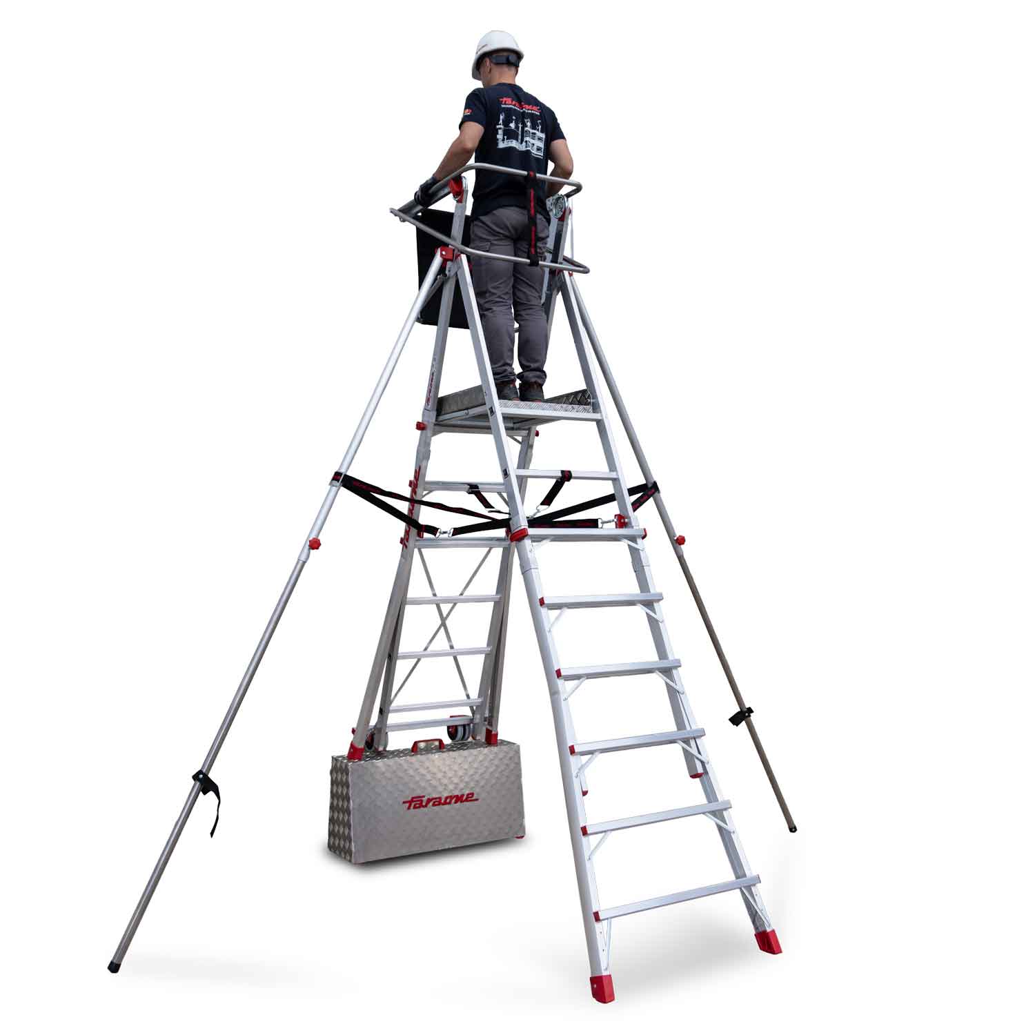 PLS | Escalera con amplia plataforma, , estabilizadores de serie y 6 peldaños. .