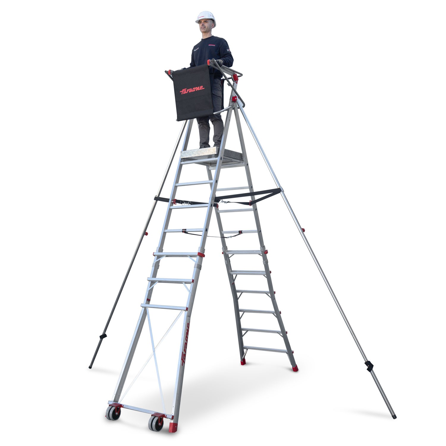 PLS | Escalera con amplia plataforma, , estabilizadores de serie y 6 peldaños. .