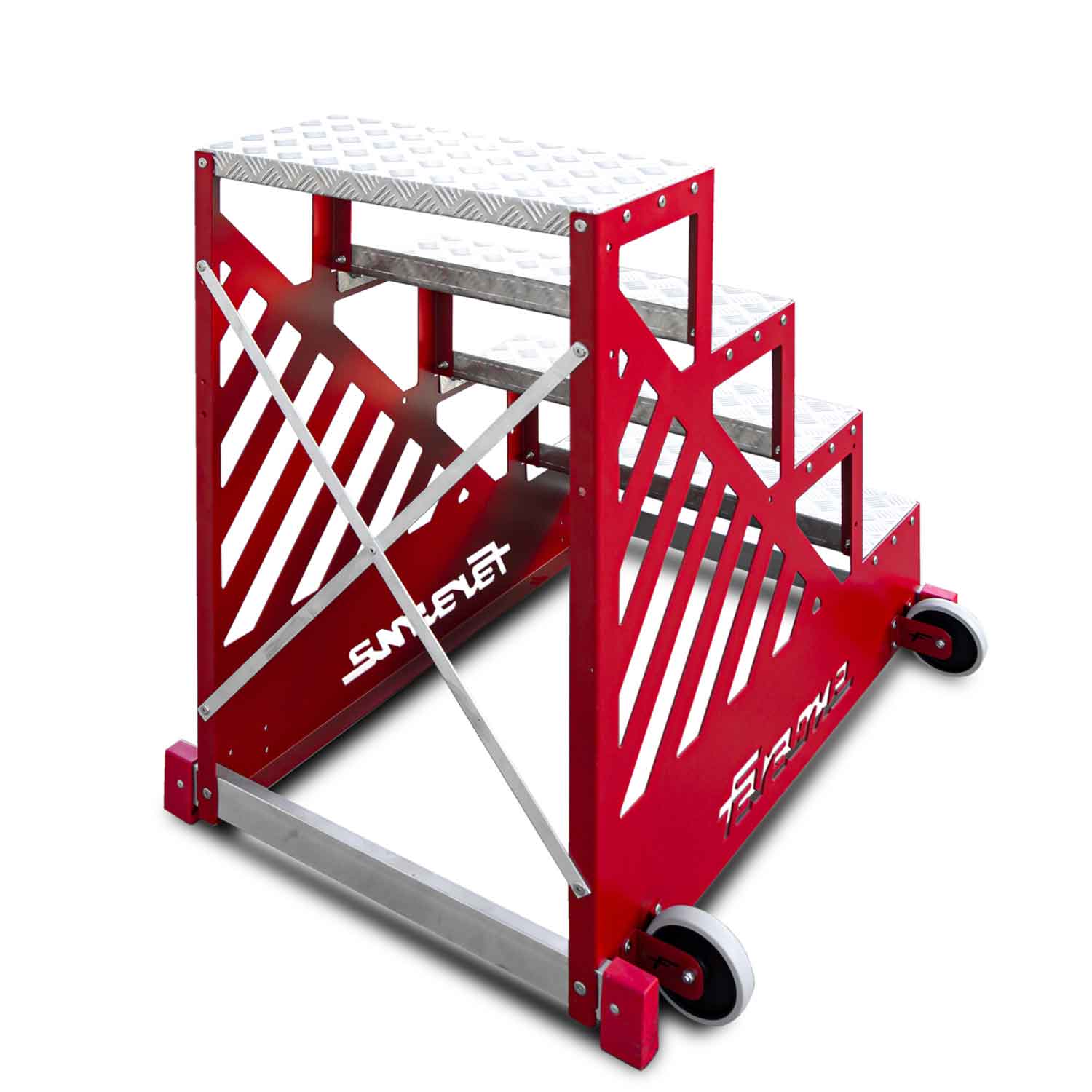 Taburete profesional con ruedas para la industria de 4 peldaños. (Se envía montado)