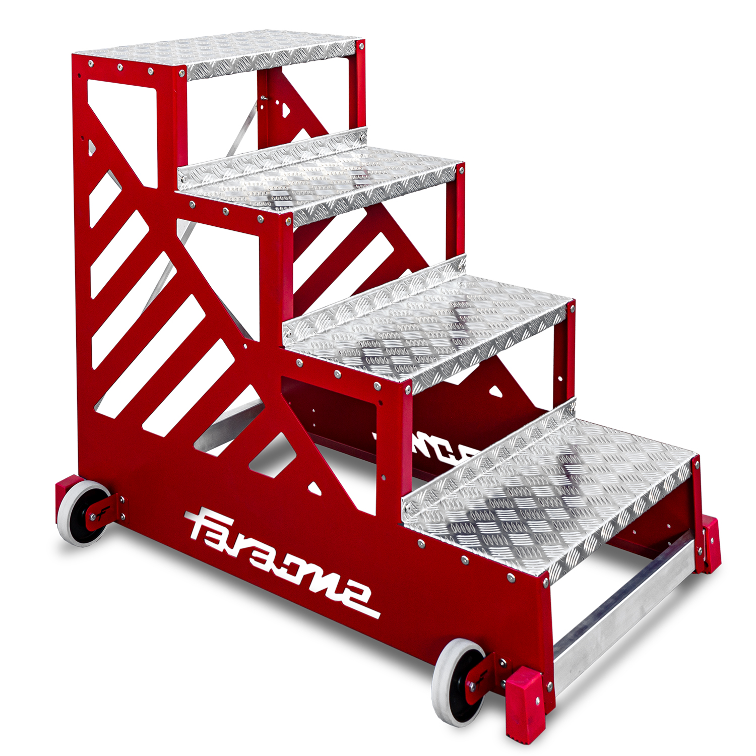 Taburete profesional con ruedas para la industria de 4 peldaños. (Se envía montado)