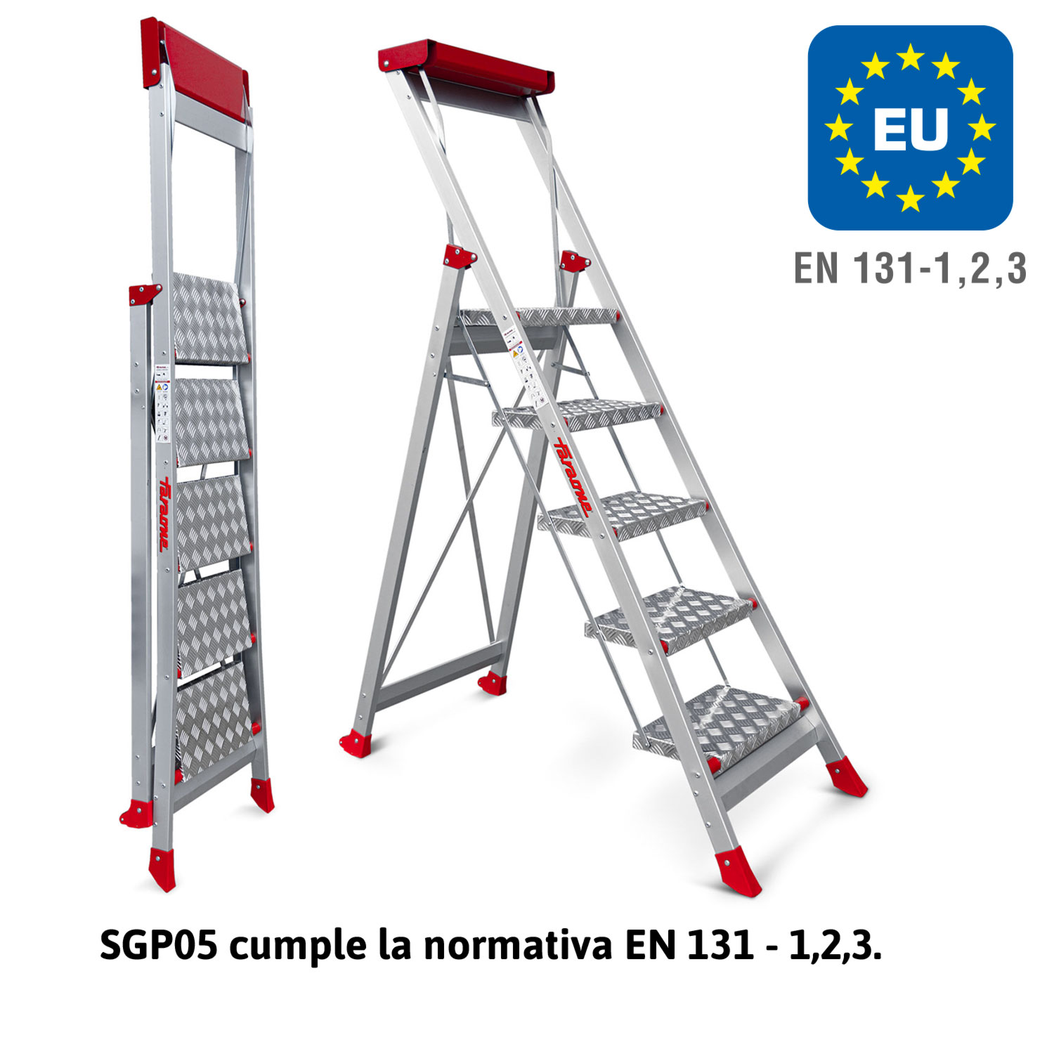 SGP | Taburete de alta seguridad en aluminio Peldaños 5