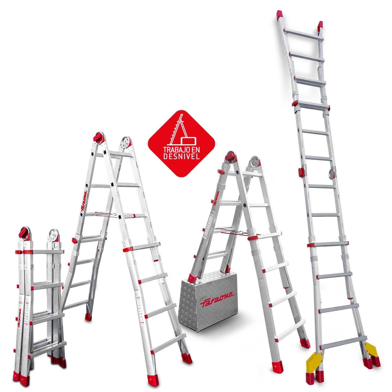 TELES | Escalera telescópica de aluminio multiusos súper profesional Peldaños 8+8