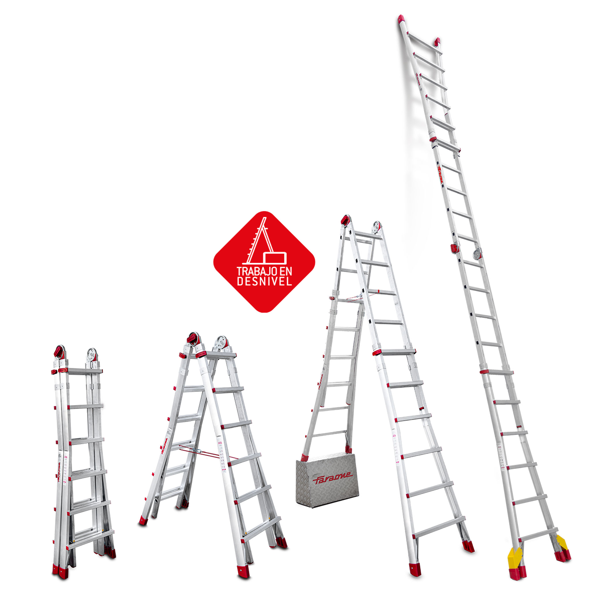 TELES | Escalera telescópica de aluminio multiusos súper profesional Peldaños 12+12