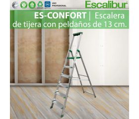 ES-CONFORT | Escalera de tijera con peldaños de 13 cm.