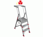 PL-PICK | Escalera plegable con amplia plataforma de trabajo y bandeja superior