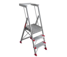 PL-PICK | Escalera plegable con amplia plataforma de trabajo y bandeja superior